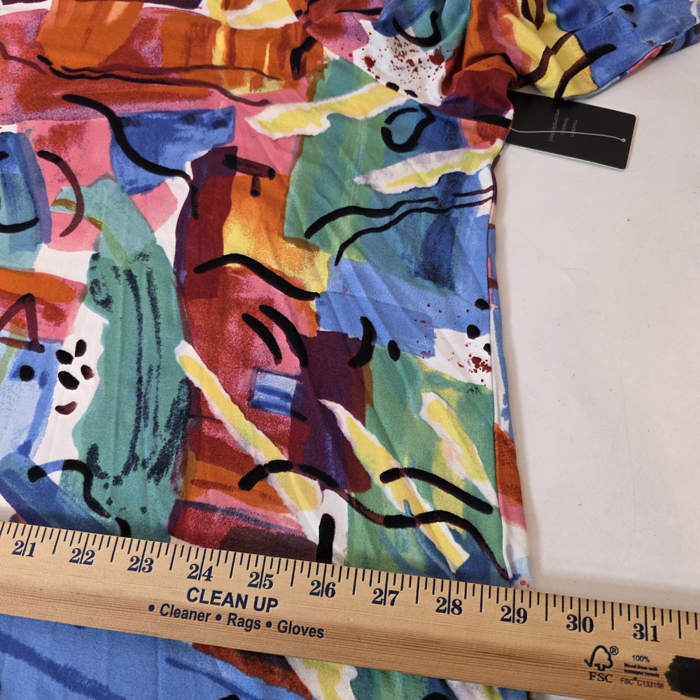 Ali Miles Womens 3X Multicolor Paint Stroke Tunic Top Drawstring Sleeve Artsy V - Picture 11 of 15
